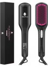 Hair straightener brush ceramic heating – $18