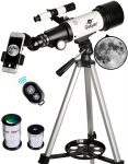 Gskyer Telescope, 70mm Aperture 400mm AZ Mount Astronomical Refracting Telescope – $62