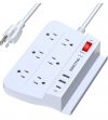 Power strip surge protector with USB – $12+