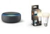 Echo dot with smart bulb – $17+