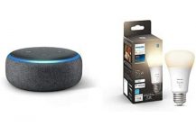Echo dot with smart bulb – $17+