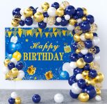 Blue and gold birthday decorations – $7+