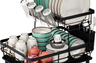 2 tier Dish drying rack with dish mat – $20