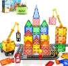 Magnetic tile road set with crane and car – $13+