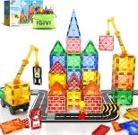Magnetic tile road set with crane and car – $13+