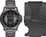 Men’s Fossil watch and metal card case – $40